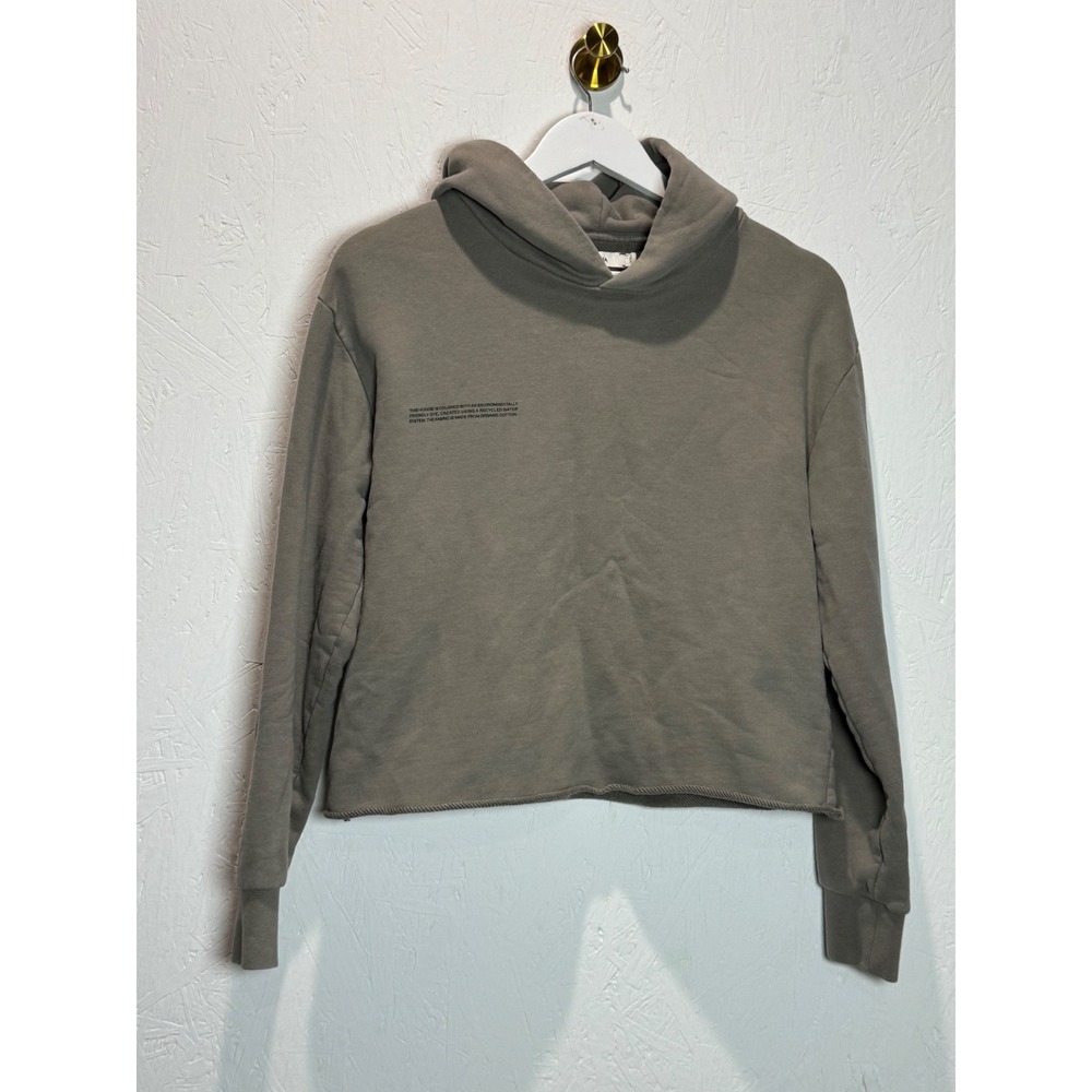 PANGAIA Organic Cotton Cropped Hoodie Taupe Grey XS Sustainable Sweatshirt